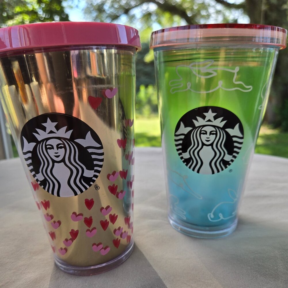 2 Starbucks Tumblers Valentines & Easter Bundle